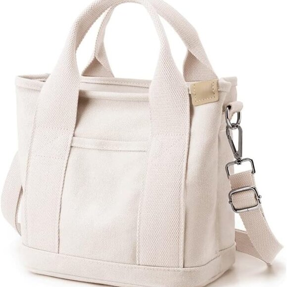 Small Tote Bag with Zipper Tote Bag for Women Canvas Crossbody Bag Shoulder Bag - Picture 4 of 9